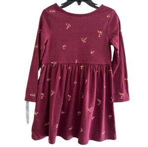 😊 3/$30 
NEW🏷 Girls Cotton Blend Dress Sz 4 Burgundy Floral Cat & Jack